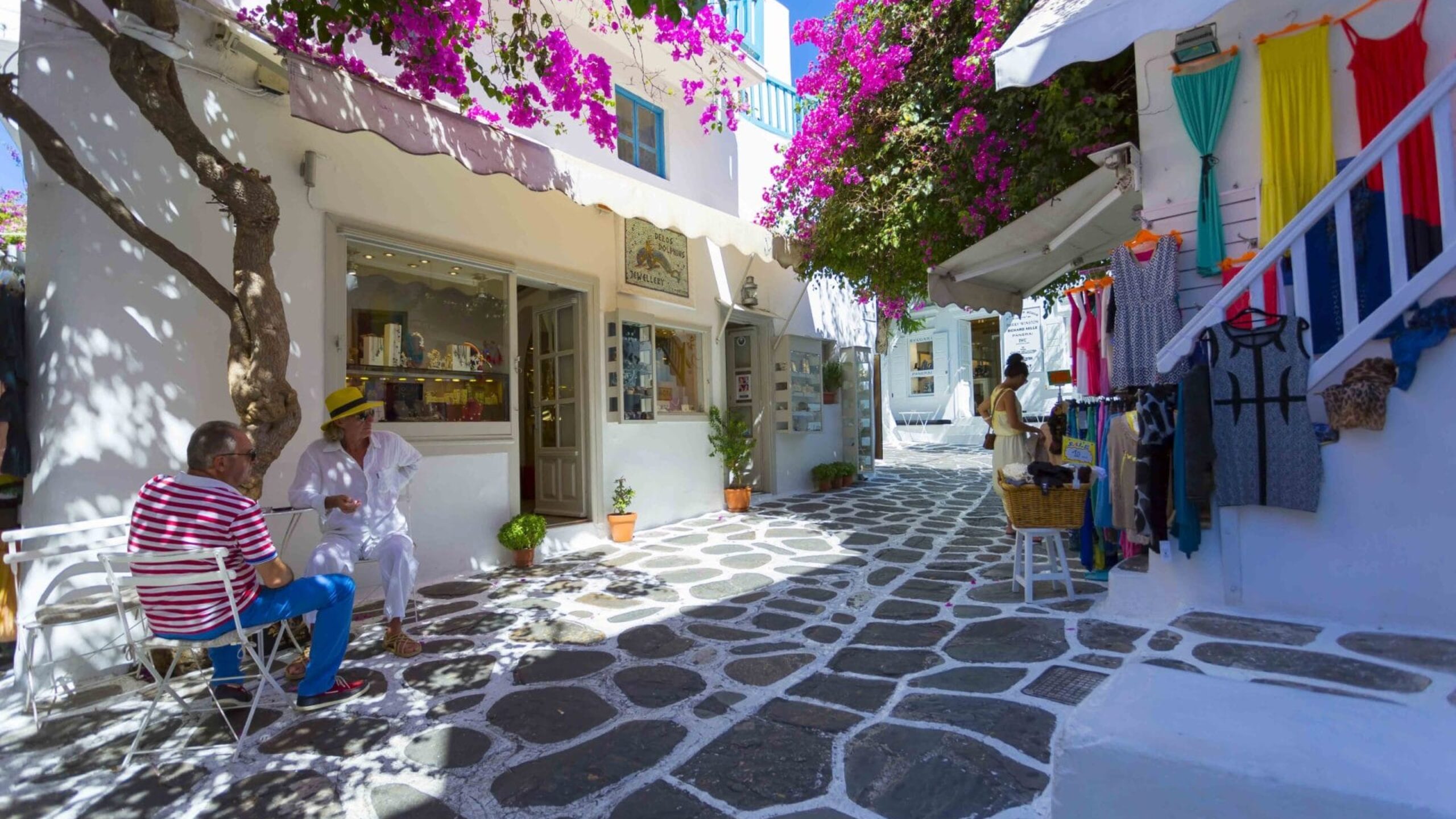 Mykonos,greece,-,June,7,:the,Famous,Matogianni,Street,The,Most MYKONOS,GREECE - JUNE 7 :The famous Matogianni street the most well known street in Mykonos island, where the retail and nightlife heart of the island beats , June 7, 2014 in Mykonos,Greece